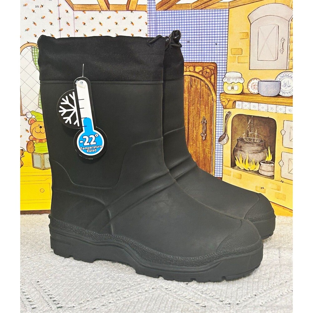 Boys Winter Snow Boots Size 4 Black Waterproof Insulated Liner -22F Rated NWT